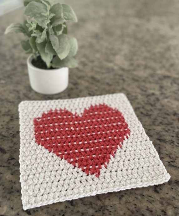 Heart Crochet Washcloth