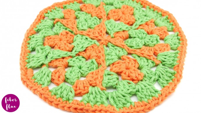 Crochet Circle of Triangles Dishcloth