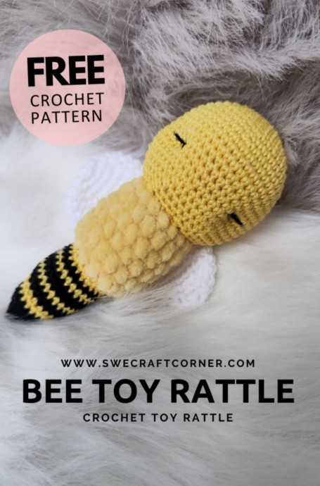Crochet Toy Bee Rattle (Free Pattern)