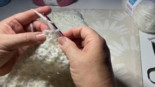 Crochet White Pearl Scarf