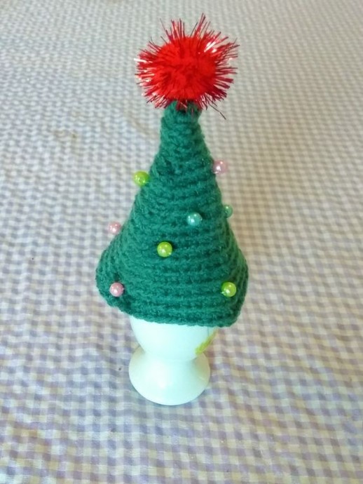 Crochet Christmas Tree Egg Cosy