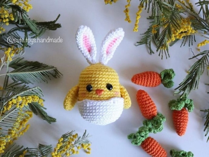 Crochet Easter Chick with Bunny Ears pattern