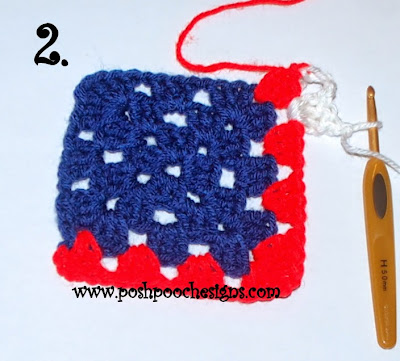Crochet American Flag 12 Inch Granny Square