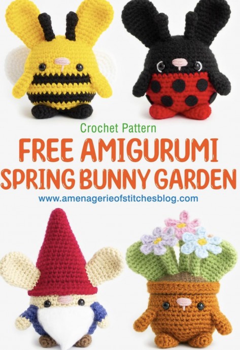 Crochet Spring Garden Bunnies