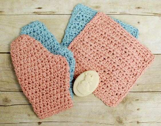 Crochet Washcloth and Bath Mitt Set