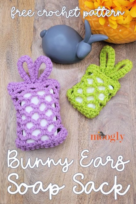 Create an Adorable Crochet Bunny Ears Soap Sack for Your Bathroom Decor