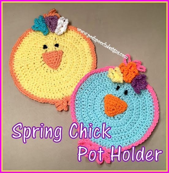 Crochet Spring Chick Pot Holder / Hot Pad