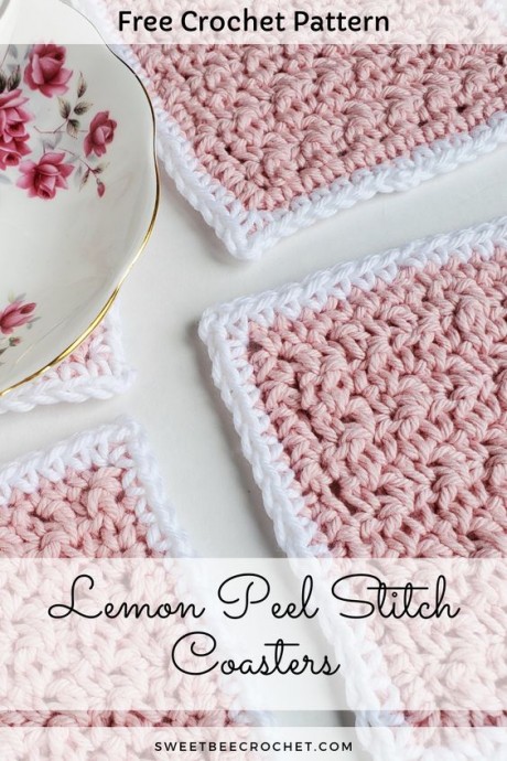 Crochet Lemon Peel Stitch Coaster – Free Crochet Pattern