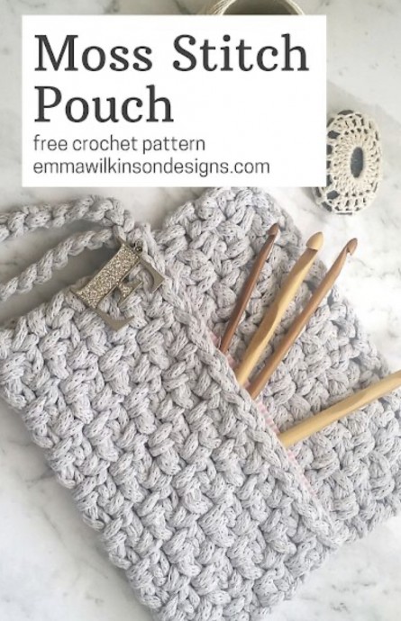 Moss Stitch Pouch - Free Crochet Pattern