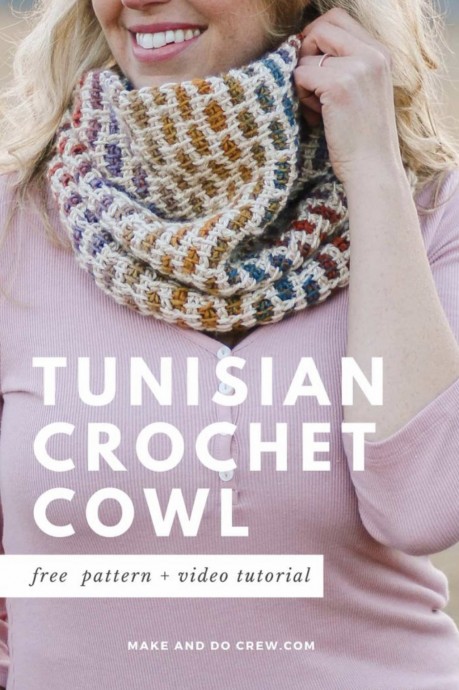 Crochet Brick Stitch Tunisian Cowl