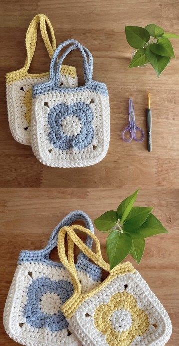Free Crochet Pattern: Flower Motif Tote Bag