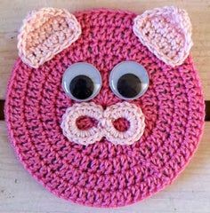 Crochet Critter Pig Coaster