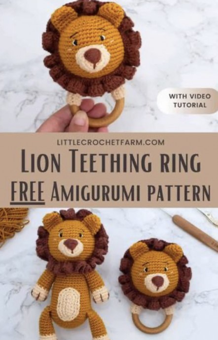 Lion Crochet Teething Ring Free Pattern