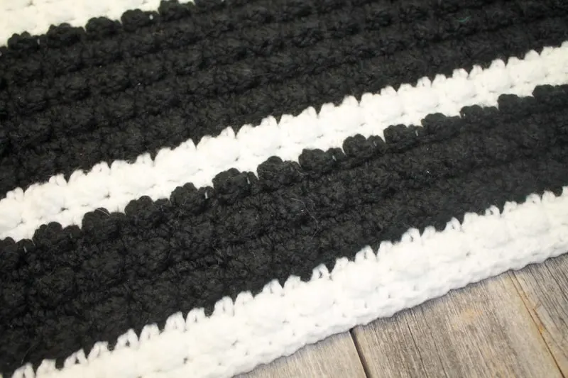 Crochet Black and White Stripes Rug