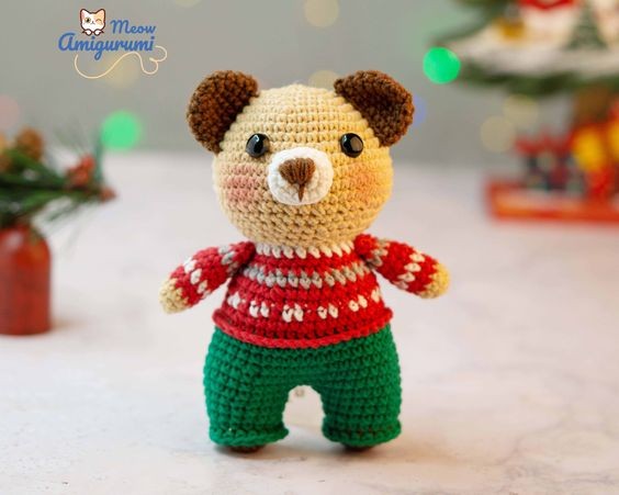 Crochet Christmas Bear Free Pattern