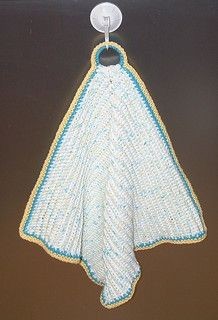 Crochet Diagonal Cotton Dish Towel with Ring