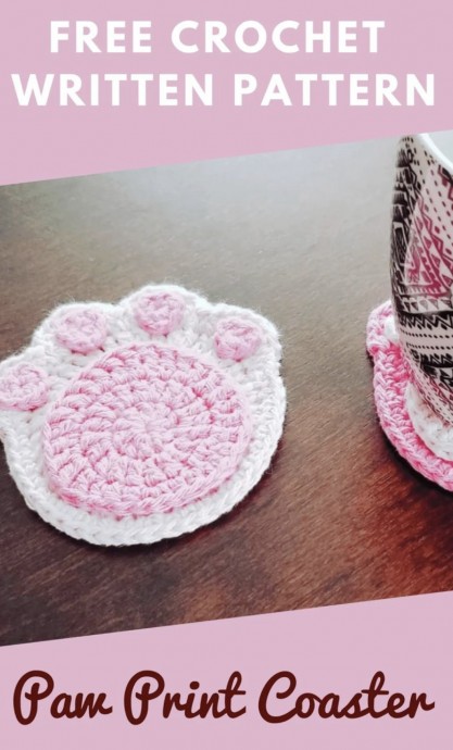 Paw Print Crochet Coaster