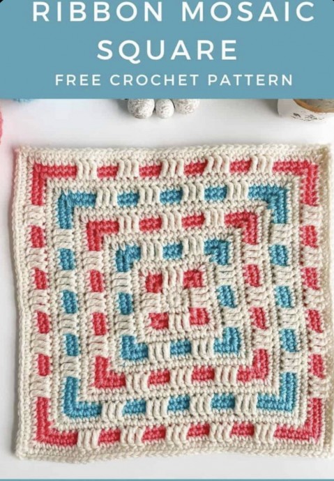 Free Crochet Pattern: Ribbon Mosaic Granny Square