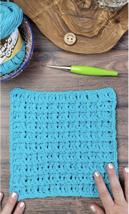 Waffle Stitch Crochet Dishcloth