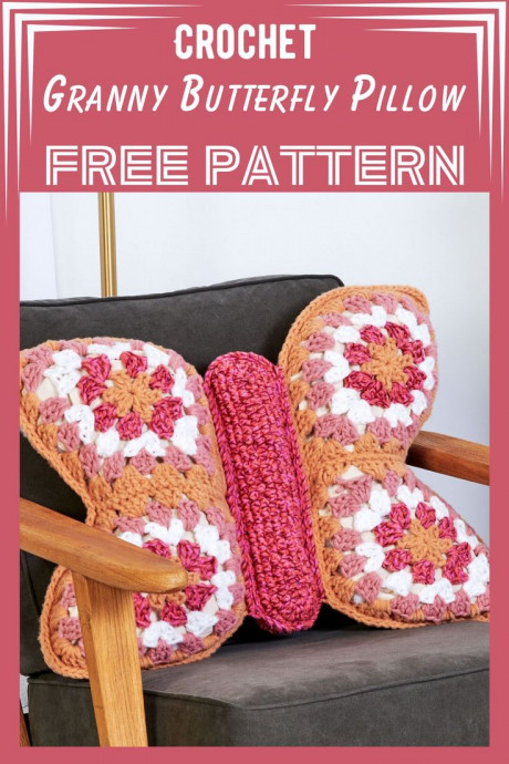 Crochet Granny Butterfly Pillow