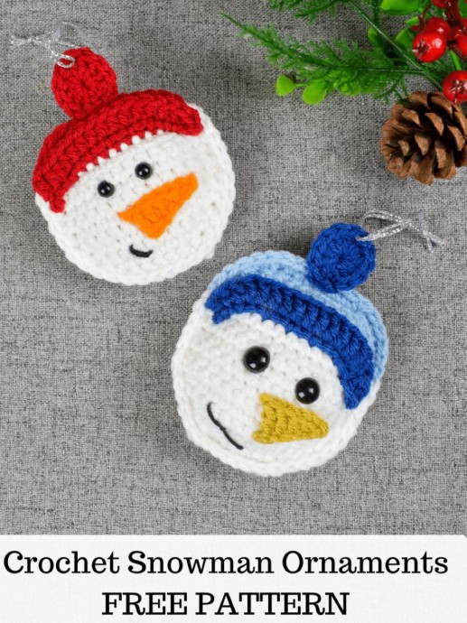 Crochet Snowman Ornament (Free Pattern)