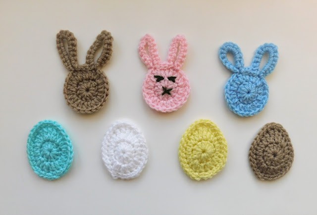 Crochet Easter Bunny & Easter Egg Appliques