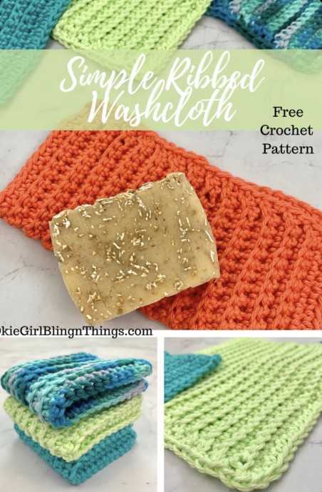 Simple Ribbed Washcloth Free Crochet Pattern